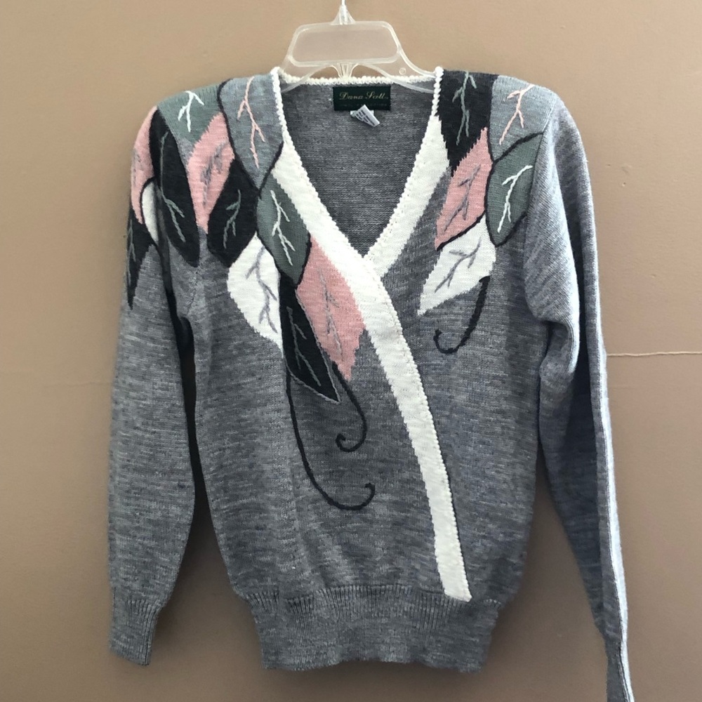 Vintage Gray Pink Dana Scott Sweater Size M